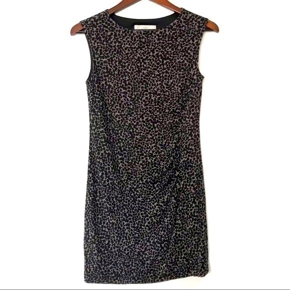 Ann Taylor LOFT petites animal print dress black brown size SP - Picture 1 of 4